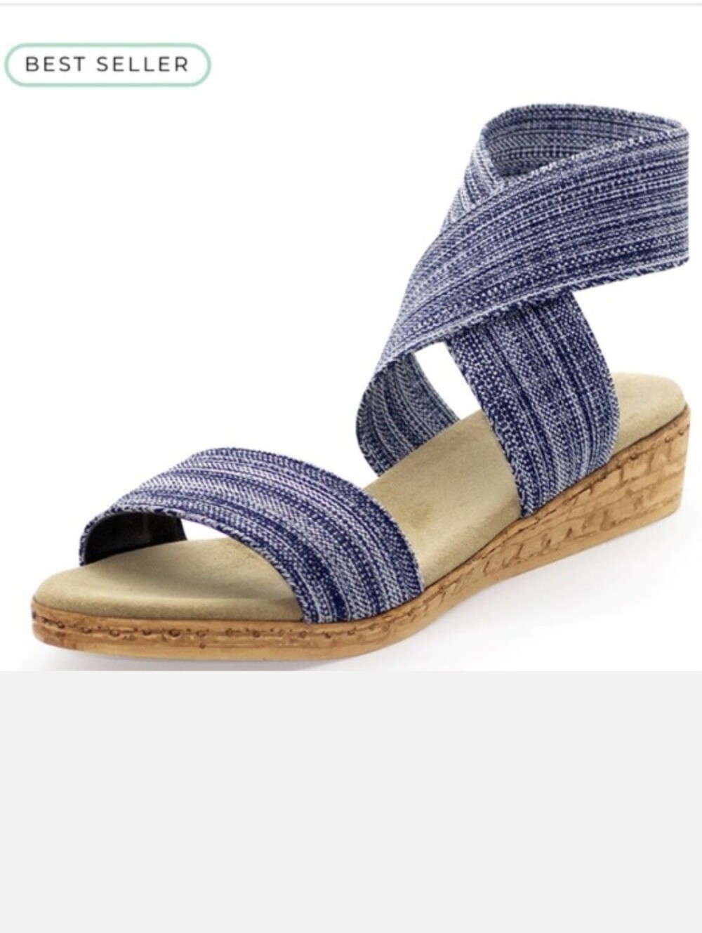 Charleston Shoe Co. Benjamin Low Wedge Espadrille Sandals Denim - 7